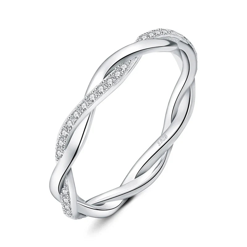 JewelryPalace Moissanite D Color Love Rope Infinity 925 Sterling Silver Stackable Band Ring for Woman Yellow Rose Gold Plated