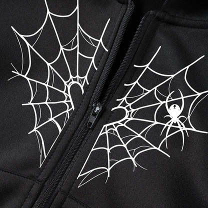 Children Coats 1-6T Spider Web Printing Zip Up Long Sleeve Oversized Black Hoodie  Fashion Casual Sweatshirts Unisex