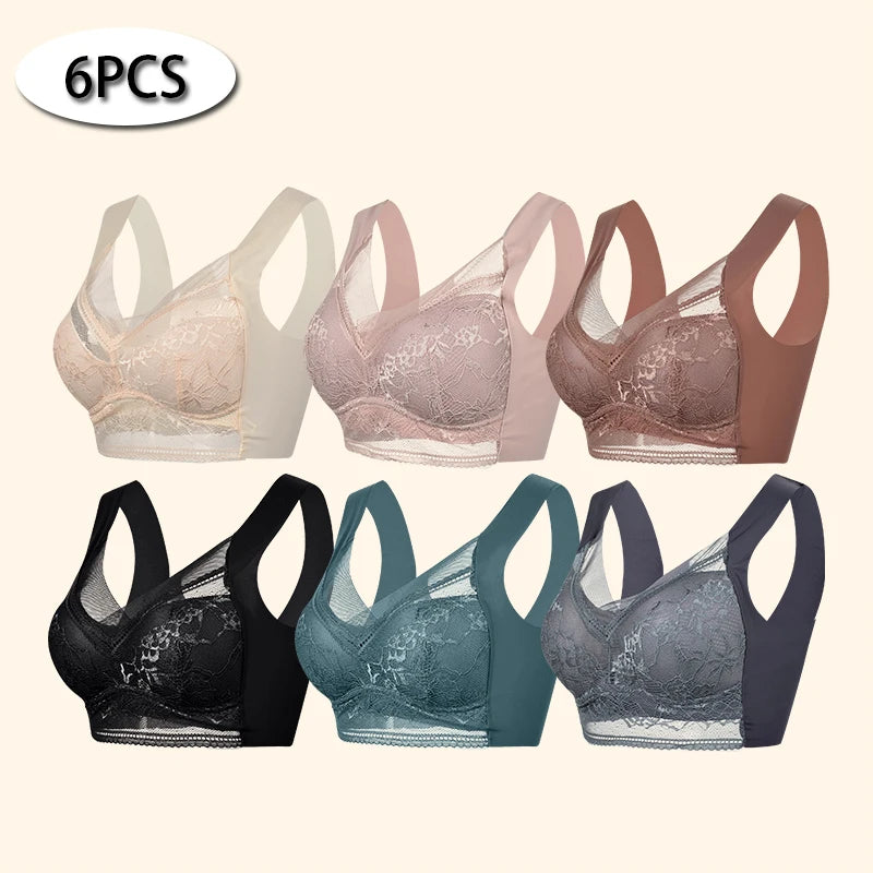 Women Large Push Up Ice Silk Seamless upper Bralette Lace Wireless