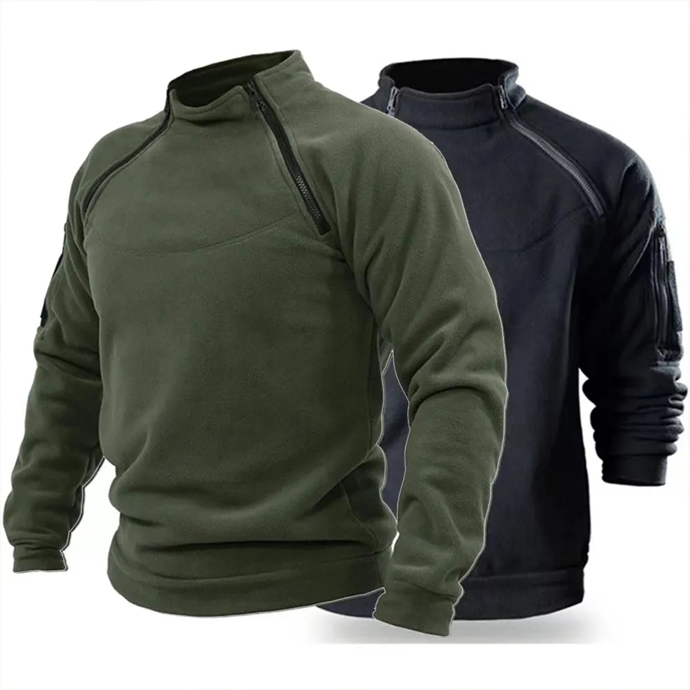 US Men's Tactical Outdoor Jacket Hunting Clothes Warm Zippers Fleece Pullover Man