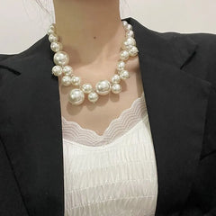 Elegant Imitation Pearl Women's Necklace Big Pearls Beads Choker Necklaces Party