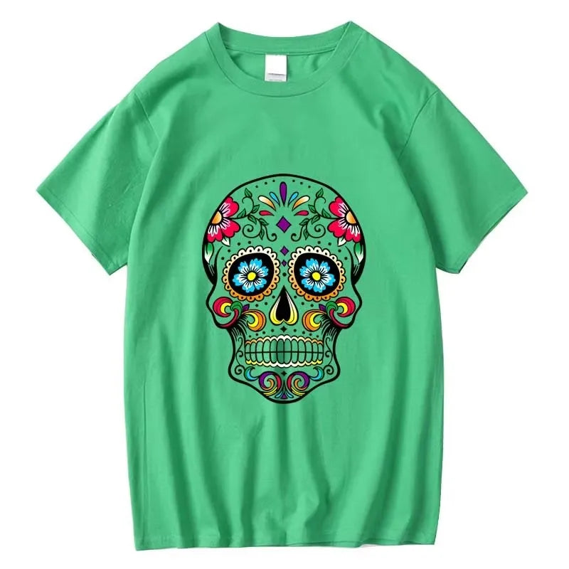 Men's T-shirt High Quality 100% Cotton Street Style Loose Cool Skull Printed Summer Men t shirt Casual Short Sleeve For Men