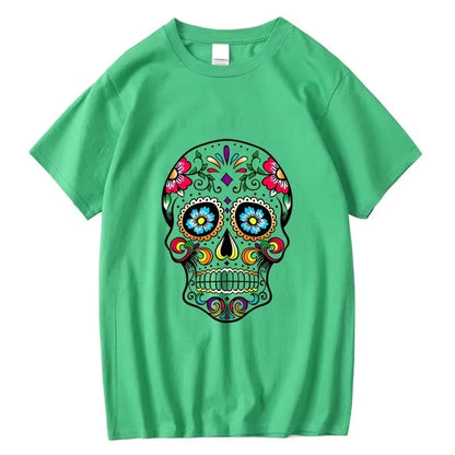 Men's T-shirt High Quality 100% Cotton Street Style Loose Cool Skull Printed Summer Men t shirt Casual Short Sleeve For Men