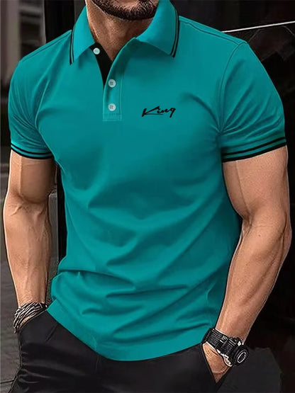 New Polyester Men's Polos Solid Color Classic Polo Shirt Men Short Sleeve Top Quality Casual Business Social Polo Shirt Men