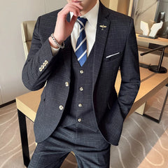 Men's Wedding Suit (suit + Vest + Trousers) Fashion Business Professional Suit