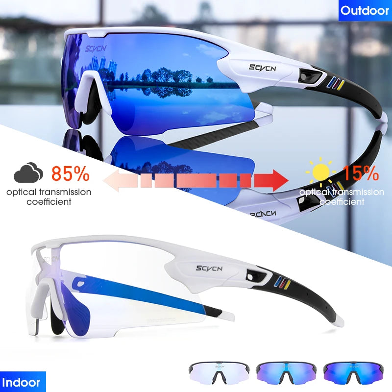 Cycling Glasses Red Photochromic Cycling Sunglasses Outdoor Bike Eyewear