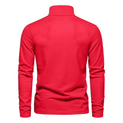 AIOPESON 2023 New Men's Deer Embroidery Polo Shirts Solid Color Long Sleeve Social Business Male