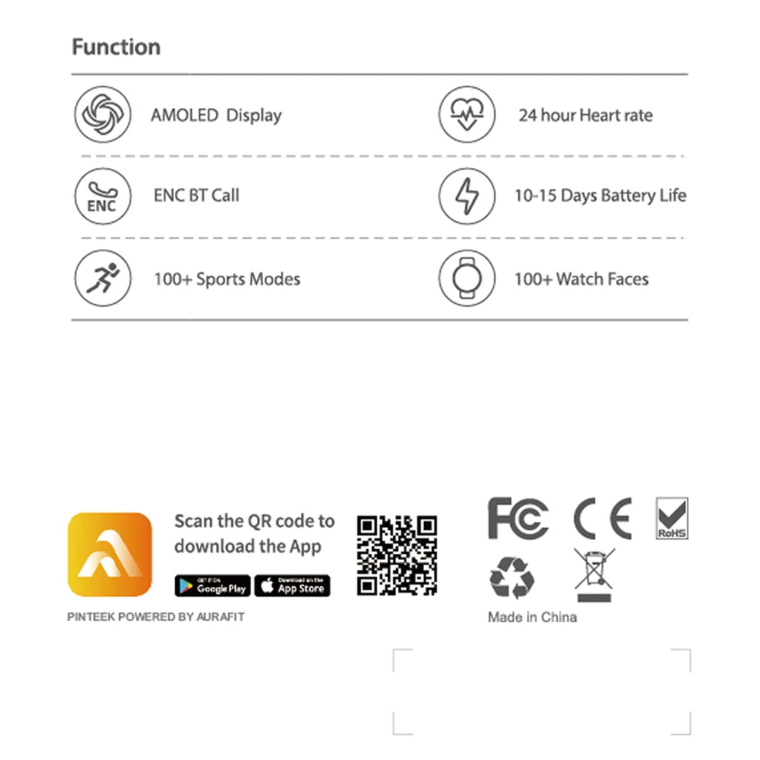 Pinteek Smartwatch Bluetooth Call Smartwatch Touch Dial for Android Music Fitness Tracker Sports Watches Compatible Strava