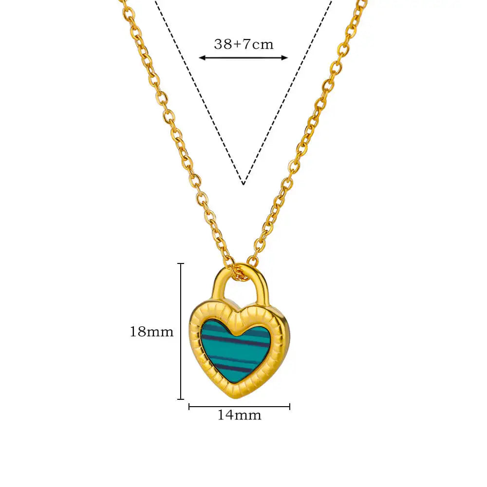 Stainless Steel Love Heart Pendant Necklace For Women Fashion Gold Color Flower Necklace Couple Aesthetic Jewelry Accessories