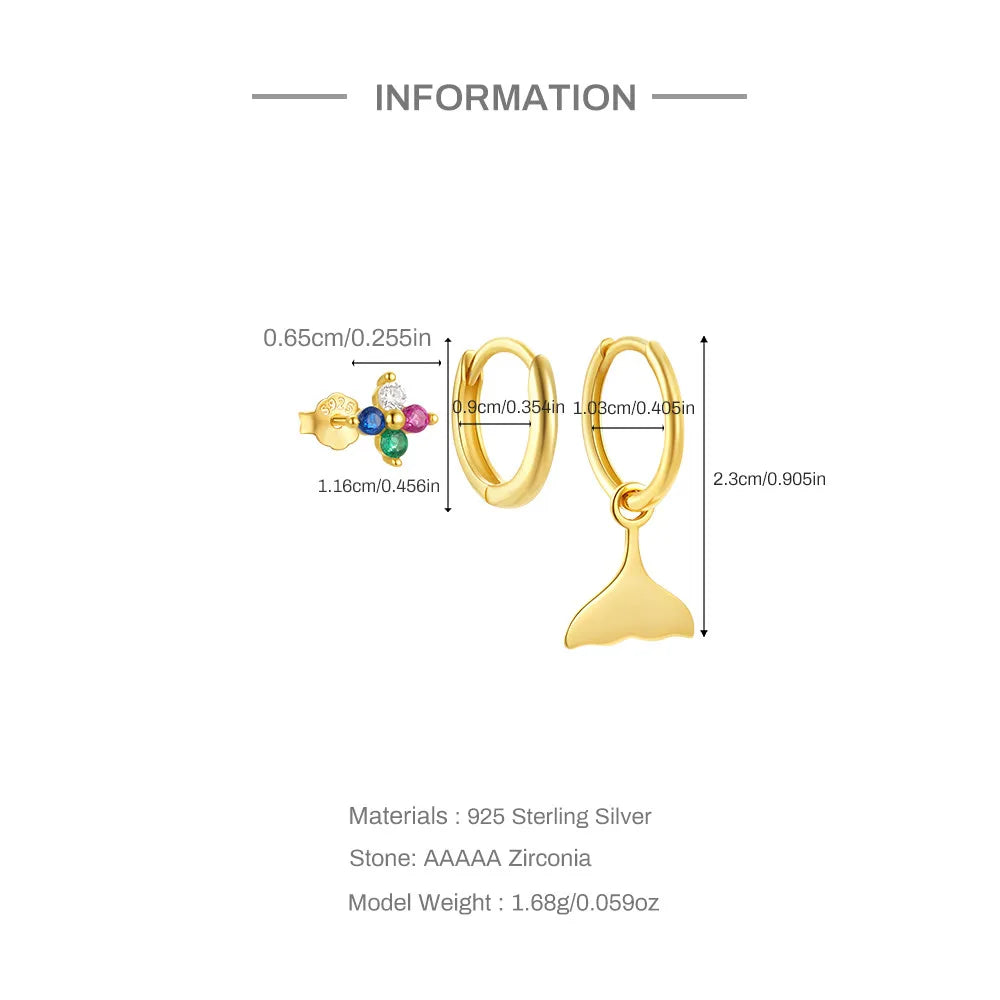 AIDE 925 Sterling Silver 3pcs 4pcs Set Zircon Stud Earrings 18k Gold Star Minimalism Huggies Earring Fine Jewelly Set Party Gift