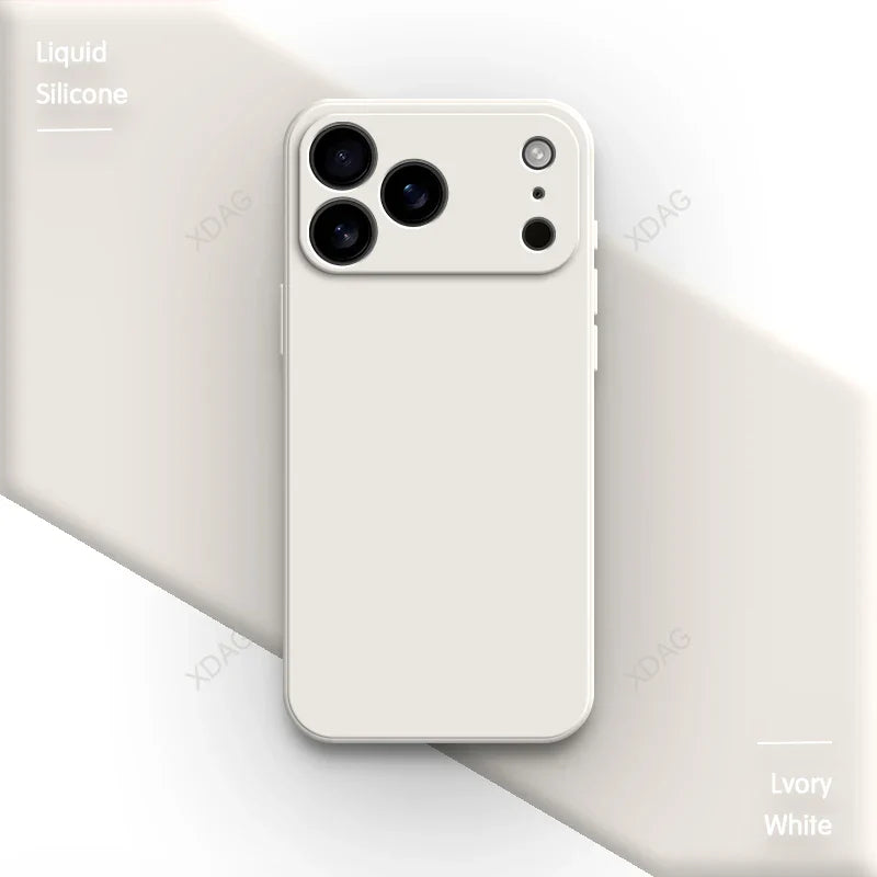 Liquid Silicone Original Phone Case for iPhone 17 Pro Max Air 17Pro 17Max 5G Straight Edge Lens Protection Soft Basic Back Cover