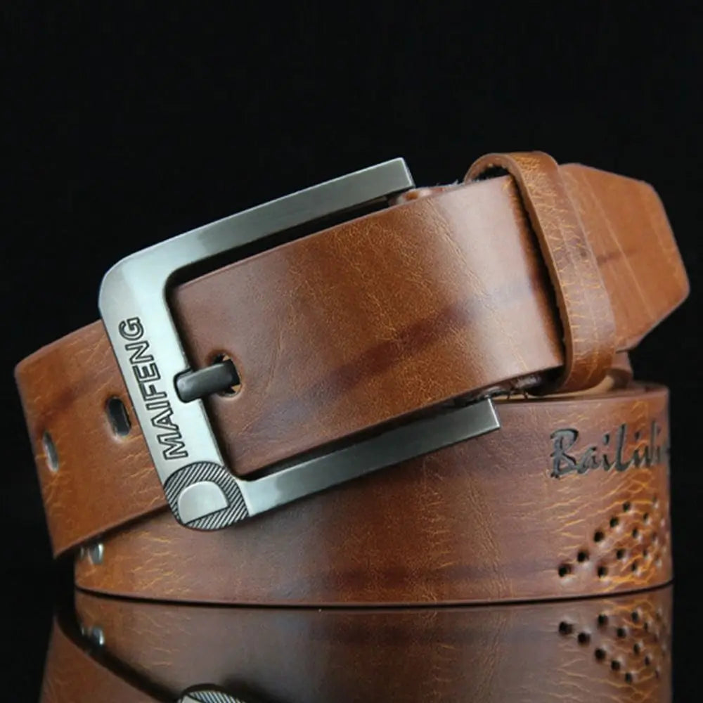 Genuine Leather Men's Belt Luxury High Quality Classic Buckle Business Cowboy Vintage Waistband Alloy Belts