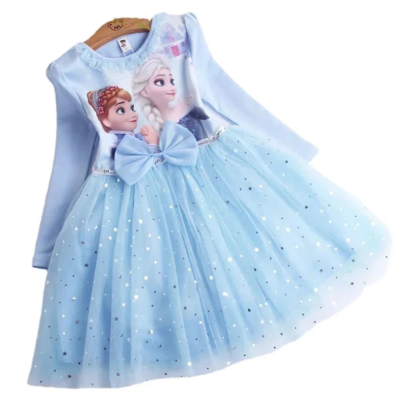Fall Dresses for Girls Vestidos Frozen Elsa Dresses Birthday Party Long Sleeve Princess