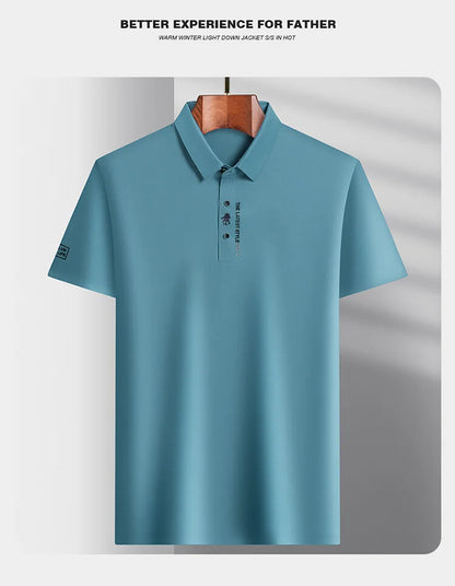 Brand high-end ice silk short sleeved men's POLO shirt 2024summer fashionable embroidery design top breathable and cool T-shirt