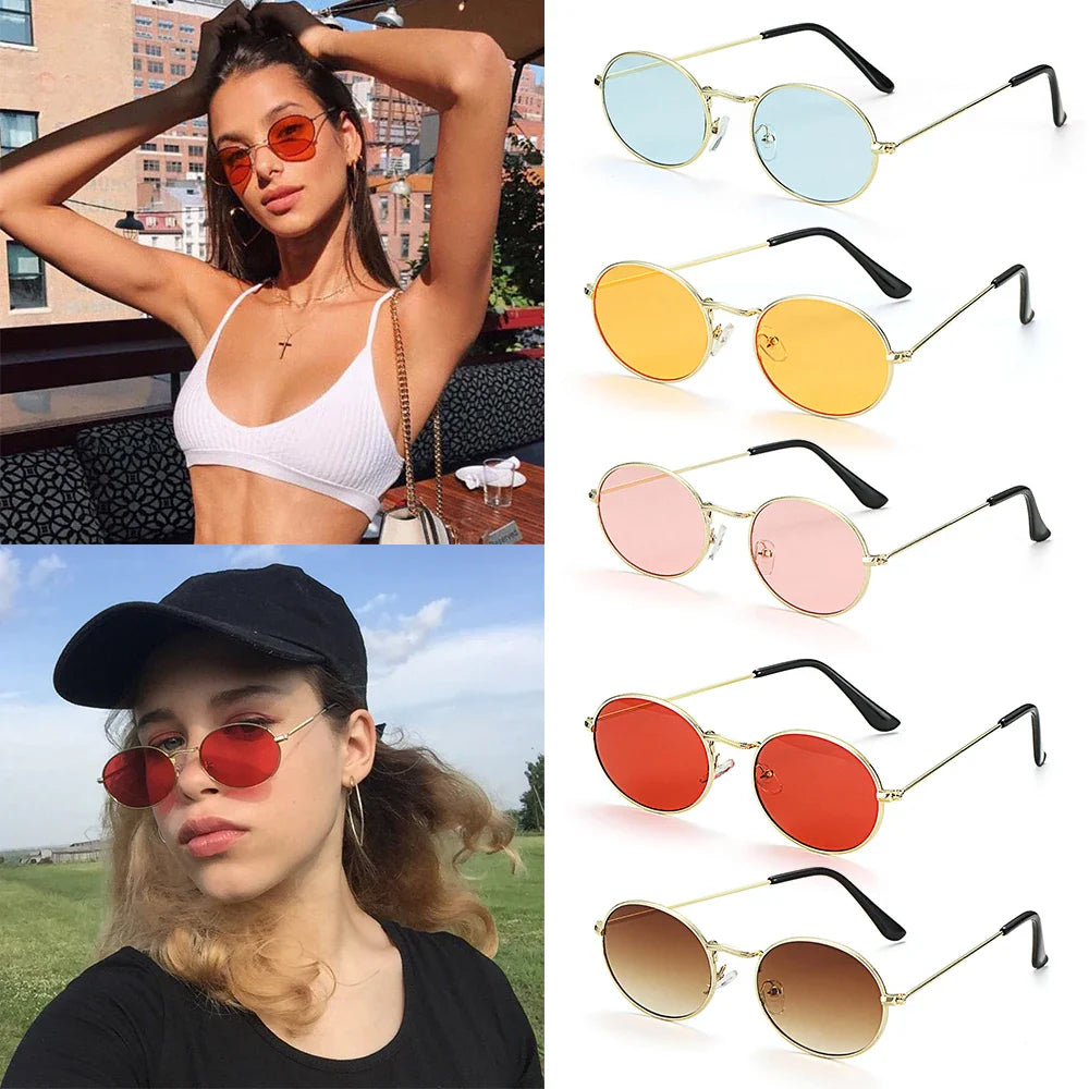 Summer Retro Small Oval Sunglasses Ladies Vintage Shades Cat Eye Sun Glasses Men Women Rectangular Eyeglasses Protection 400UV