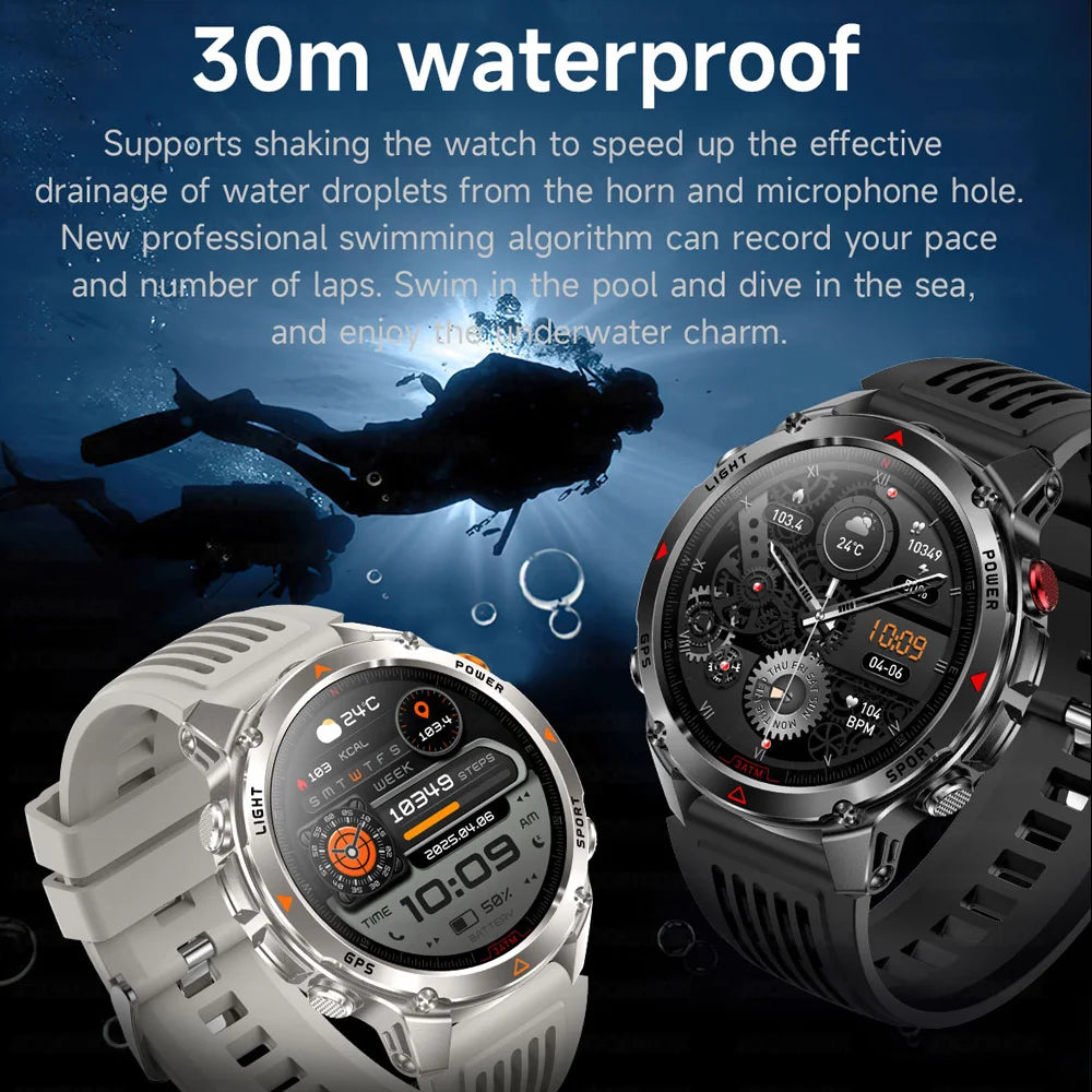 Outdoor Military Smart Watch Men Built-in GPS 1.46" AMOLED Compass