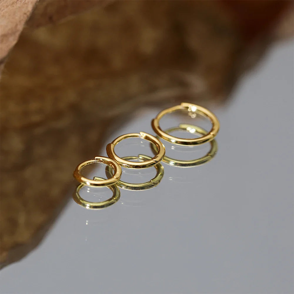 100% Real S925 Sterling Silver Jewerl Hoop Earrings For Women Girls Trendy O Shape Round Cirle Earring orecchini donna joyeria
