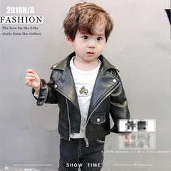 Boys Leather Jacket Solid Color Boy Coats Kids Casual Style Children Jackets