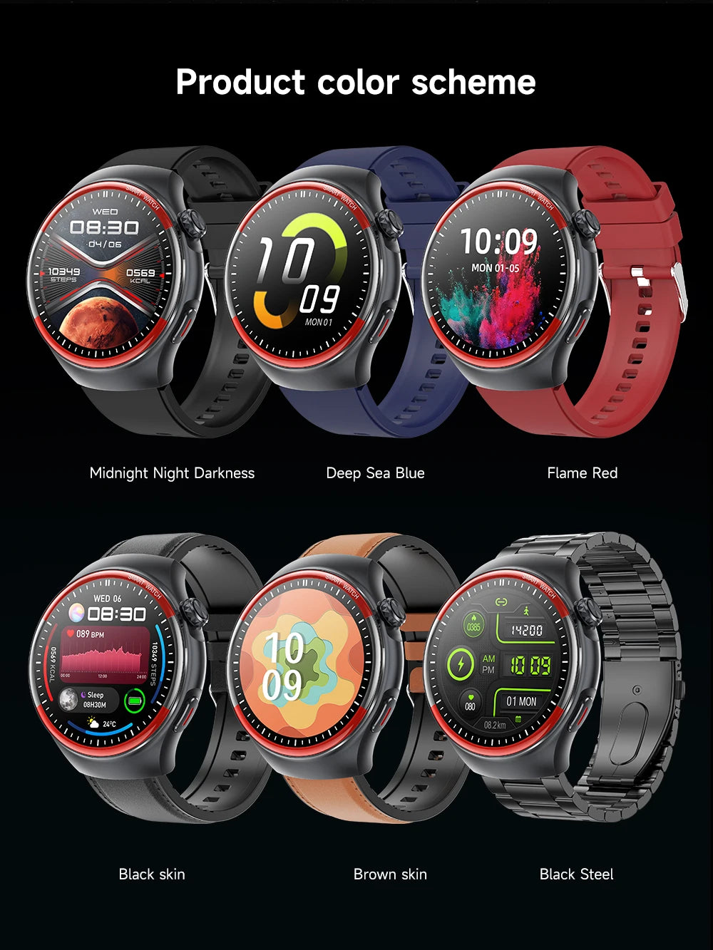 Sapphire Glass Laser Detection Health Smartwatch Men Precise Heart Rate Blood Pressure 150+Sports Bluetooth Call NFC Smart Watch
