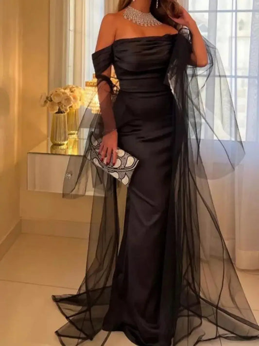 Evening Dresses Strapless Mermaid Sleeveless Floor-Length Chiffon