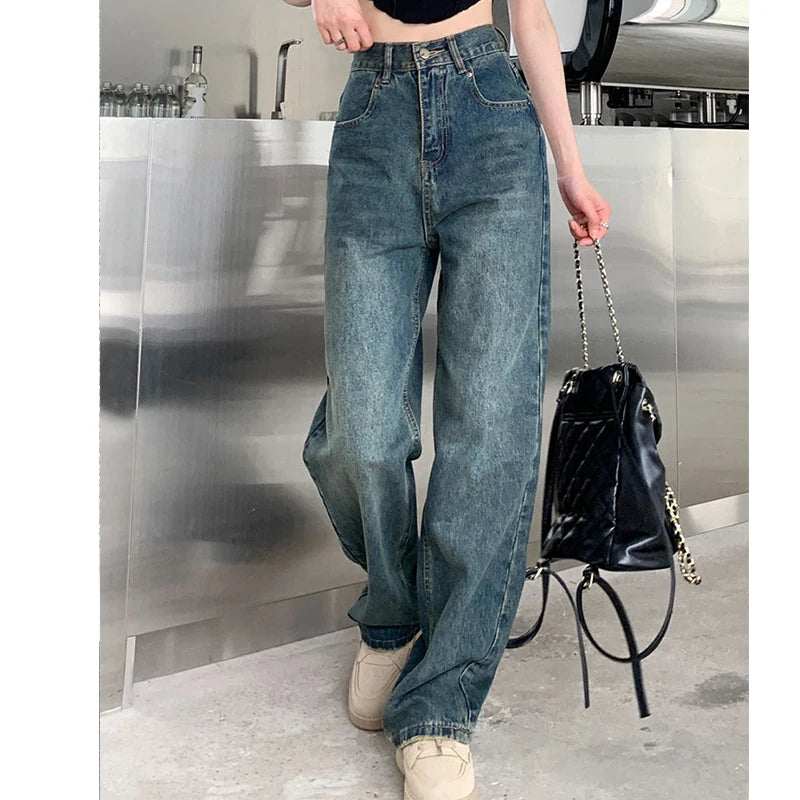 Wide Leg Jeans For Women High Waisted Contrasting Straight Leg Pant