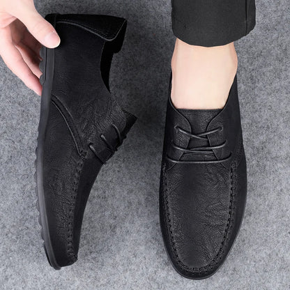 Leather Men Shoes Fashion Formal Men Shoes Moccasins Italian Breathable Male Driving Shoes Black Plus Size 38-47