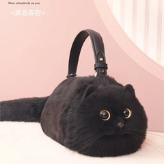 Lolita Plush Cute Cat Bag Women Harajuku Animal Circular Fur Soft Kawaii