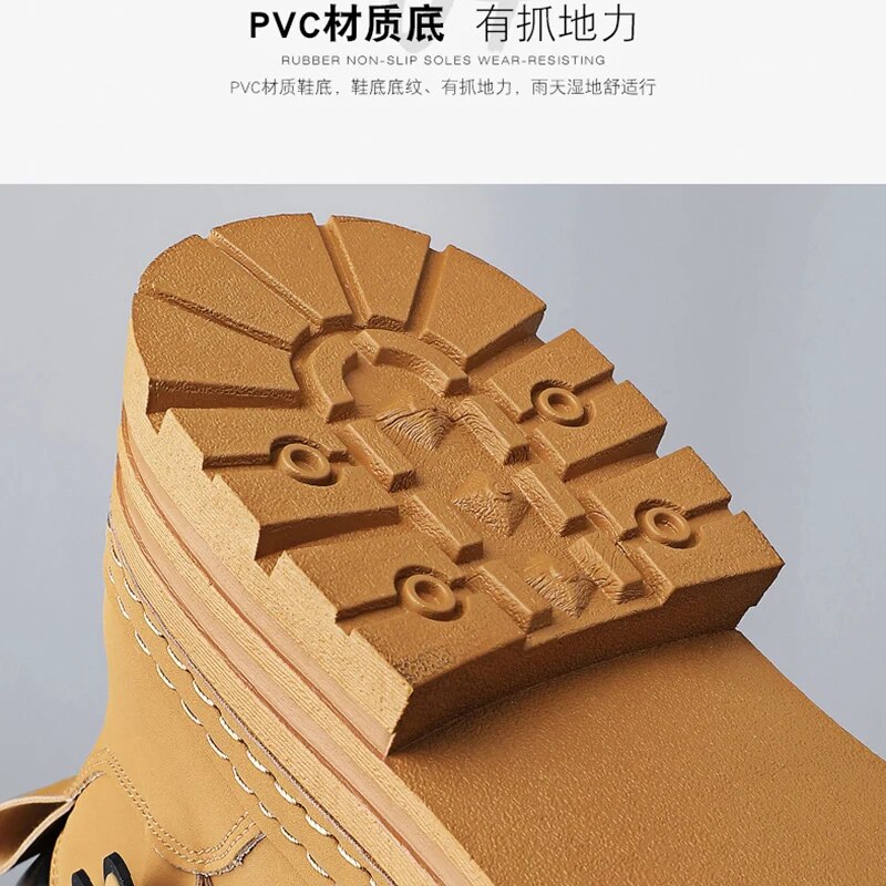 Men Leather Luxury Motorcycle Military Boots For Men Winter Chelsea Boots