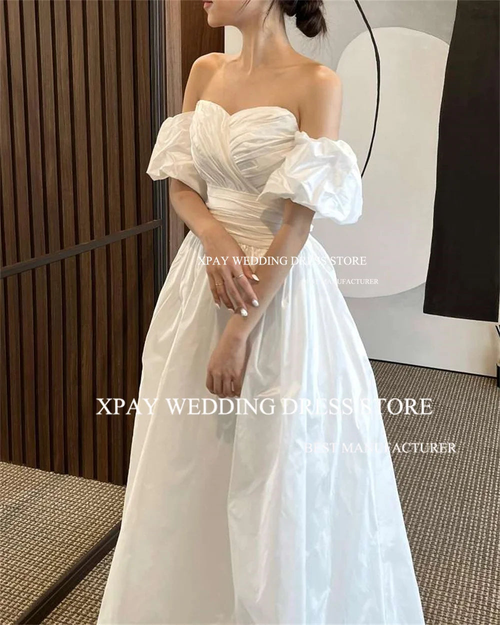 White Bridesmaid Dresses: Wedding Dresses Satin Pleats Corset Back Bridal Gowns