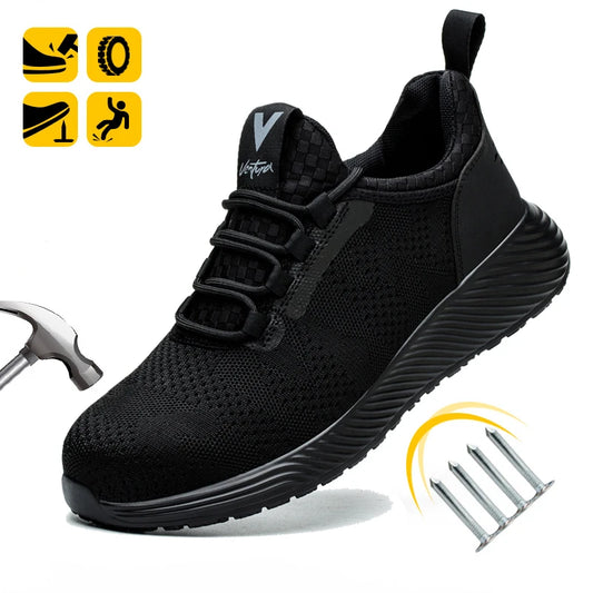 Safety Shoes Work Shoes Steel Toe Men Puncture-Protective Work Boots Indestructible Safety Lightweight