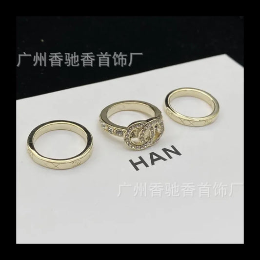 New Diamond-set Three-in-one Design Ring, High Version of The Same Popular Jewelry