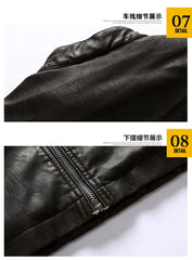 leather men plus fleece autumn and winter leather jacket wash men's coat