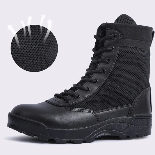 Breathable Mesh Tactical Military Boots Men Boots Outdoor Lightweight Hiking Boots New Desert Combat Army Boots Work Men Shoes