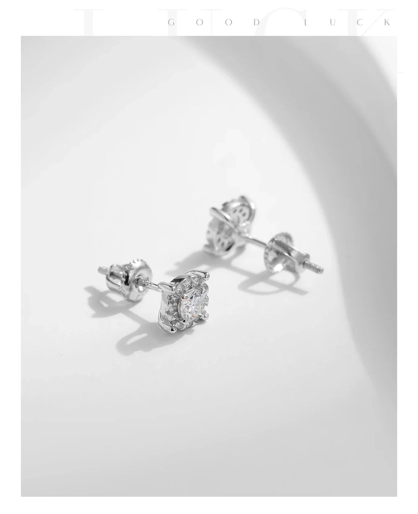 MODIAN D Color Moissanite Stud Earrings Round Cut Lab Created Diamond 925 Sterling Silver Silver Bridal Jewelry For Women Gifts