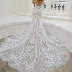 Lace Appliques Mermaid Wedding Dress