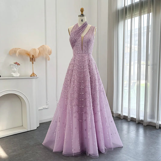 Evening wear Dresses: Lilac Evening Dresses for Women Wedding Party
