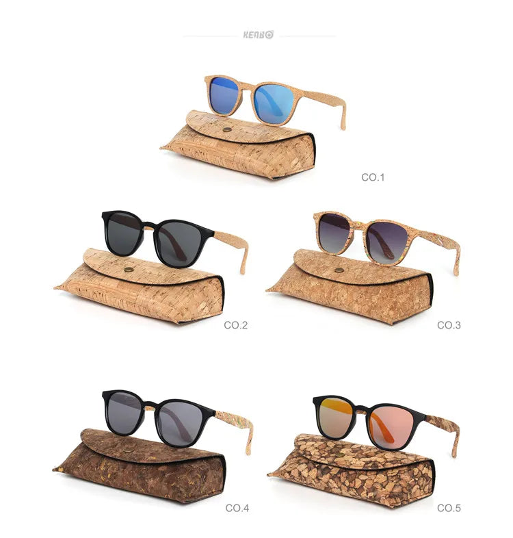 Kenbo High Quality Round Wood Bamboo Grain Polarized Sunglasses With Case Fashion Women Man Shades Wooden Sunglasses