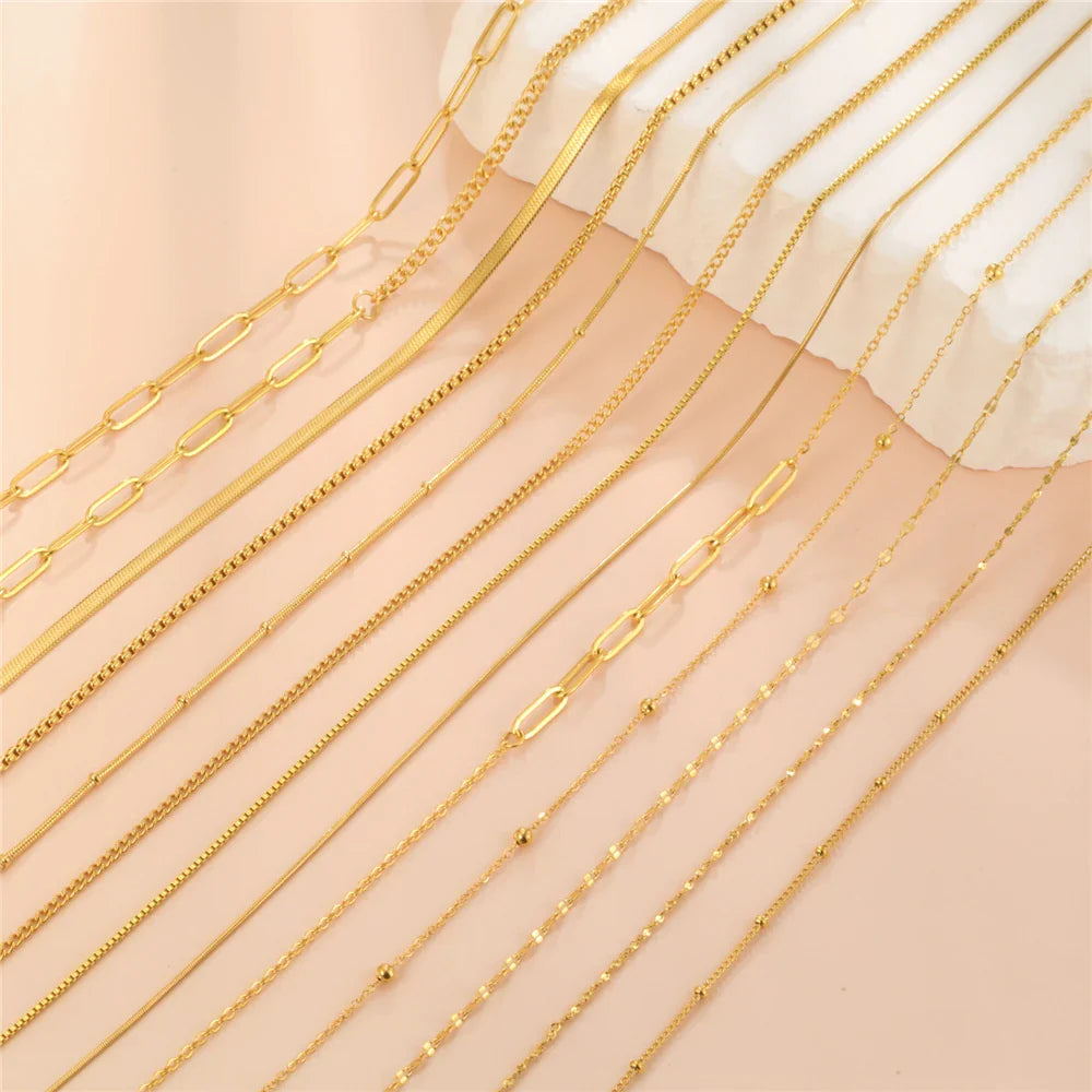 Skyrim Stainless Steel Gold Color Chain Necklace Women Minimalist Cuban Paperclip Twisted Snake Chain Fashion Jewelry Wholesale