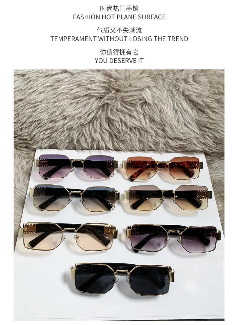 New Fashion Metal Box Women's Sunglasses High Quality High Sense Trend Street Sun Glasses Girls Sunshade Glasses UV400