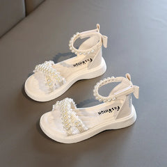 Princess White Party Sandals Pearls Platform Baby Casual Beach Shoes