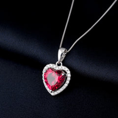 3.6ct Created Ruby Pendant Necklace No Chain 925 Sterling Silver