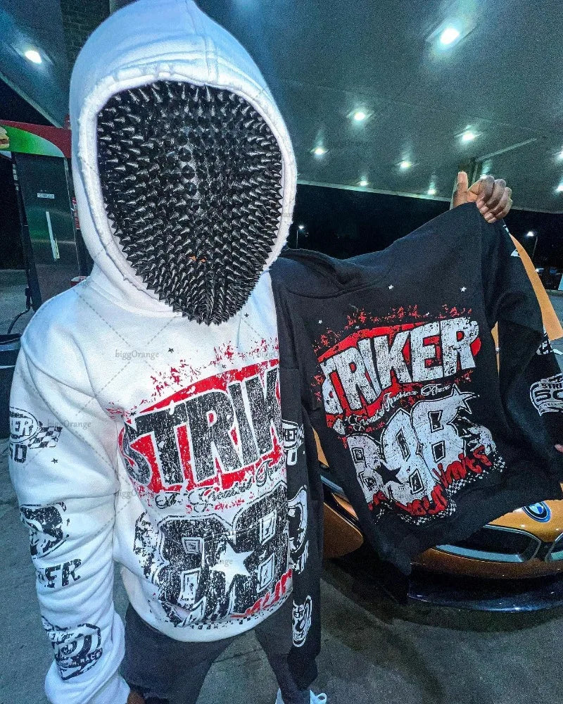 American High Street Fashion Brand Clothing Men Y2k Gothic Punk Letter Print Pullover