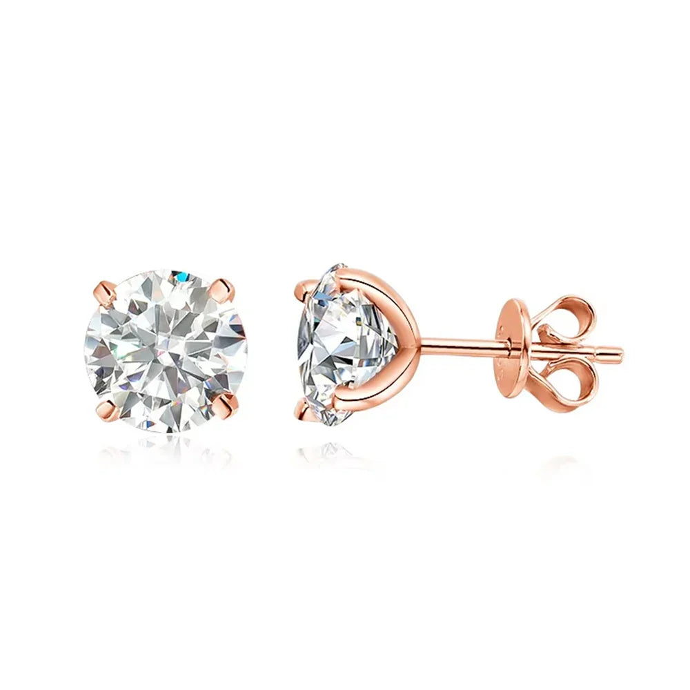 0.2-5ct Moissanite Stud Earring for Women Men Round D Color Diamond 925 Sterling Silver 18K Gold Plated Jewelry with Certificate