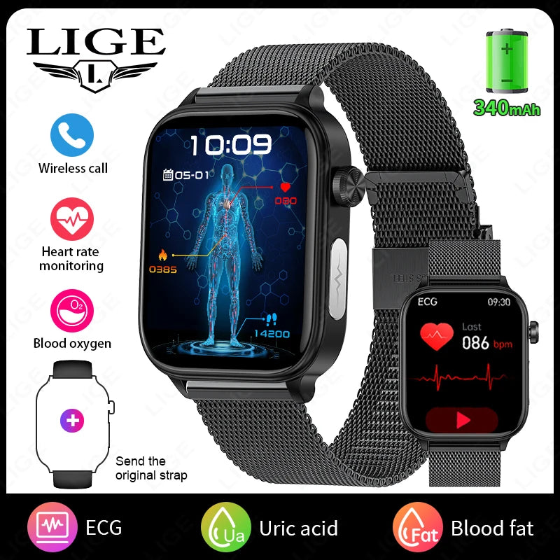 2026 New ECG+PPG Smart Watch Women Heart Rate Blood Lipid Uric Acid Women Menstrual Health Tracker Smartwatches For Android iOS