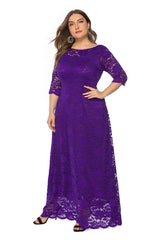 Plus Size Elegant Slight Stretch Bridesmaid Party Evening Maxi Long Dress