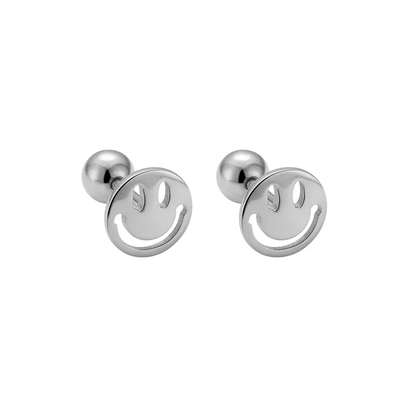 WANTME 925 Sterling Silver Fashion Simple Golden Flower Beads Small Stud Earrings for Women Teen Piercing Jewelry Accessories