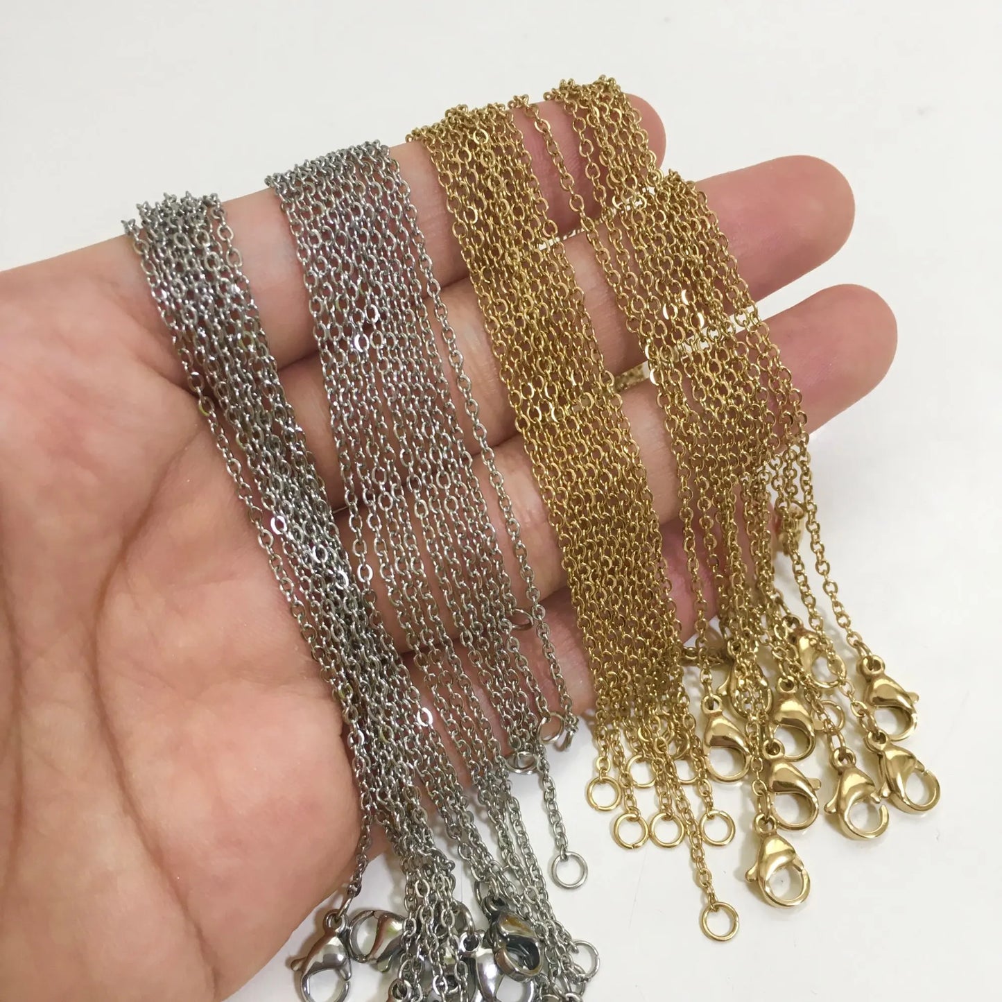 LUXUKISSKIDS Stainless Steel Chains Necklace Woman 10pcs/lot Bulk Wholesale DIY Rolo 2mm Chain No Fade Choker For Jewelry Making