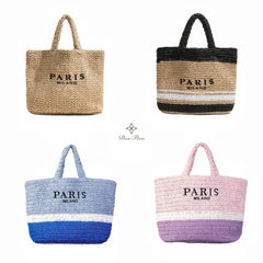 Women's Fashion Large Capacity Handmade Straw Knitting Tote Bag Summer Travel