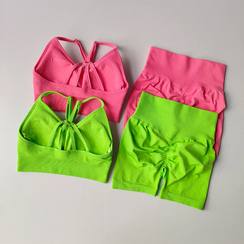 High Waisted Fitness Suit Suspender Beautiful Back Bra Yoga Suit Women