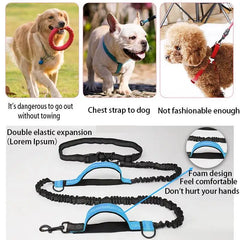 Double elastic reflective running leash portable retractable dog leash dog chain leash